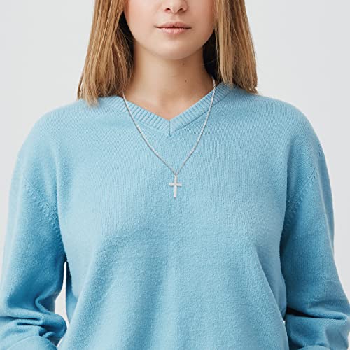 ALLY-MAGIC Tiny Cross Pendant Necklace, Silver & Gold Simple Cross Necklaces Beaded Necklaces for Birthday Memorial Christmas Thanksgiving Day Fashion Jewelry Y4-SZJXL(Silver)