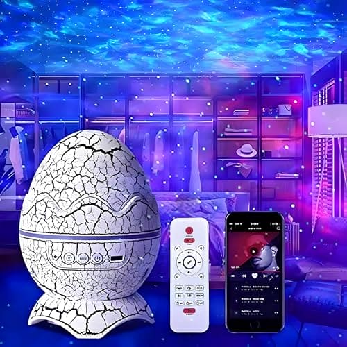 Item Emporium Dinosaur Egg LED Galaxy Star Projector Starry Light with Wireless Music Player Night Light with White Noise Nebula Timer Remote Control Best Gift Decoration for Children's Adults Bedroom