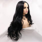 Xiweiya 1b# Black Lace Front Wig Black Natural Wavy Synthetic Lace Front Wig Heat Resistant Fiber Hair Natural Hairline Glueless Soft Wig High Density Half Hand Tied Wig for Women 24inch