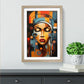 African Woman Abstract Framed Wall Art Print - Ready to Hang Picture - Modern Art for Living Room Bedroom Kitchen Home - Oak A4 (27 x 36 cm)