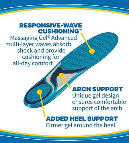 Dr. Scholl's Energizing Comfort Everyday Insoles with Massaging Gel®, On Feet All-Day, Shock Absorbing, Arch Support,Trim Inserts to Fit Shoes, Men's Size 8-14, 1 Pair