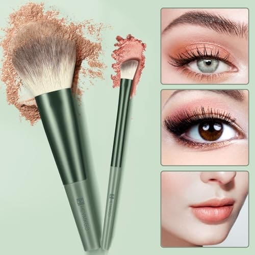 HEYMKGO Makeup Brushes 11pcs Premium Synthetic Bristles Green Color Kabuki Foundation Brush Face Lip Eye Makeup Brush Sets Professional with Gift Box