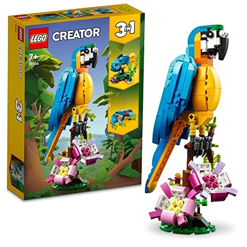 LEGO Creator 3 in 1 Exotic Parrot to Frog to Fish Animal Figures Building Toy, Creative Toys for Kids Aged 7 and up 31136