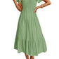 II ININ Summer Dresses for Women UK Short Sleeve Midi Dress V Neck A Line Smocked Long Casual Dress(Light Green,S)