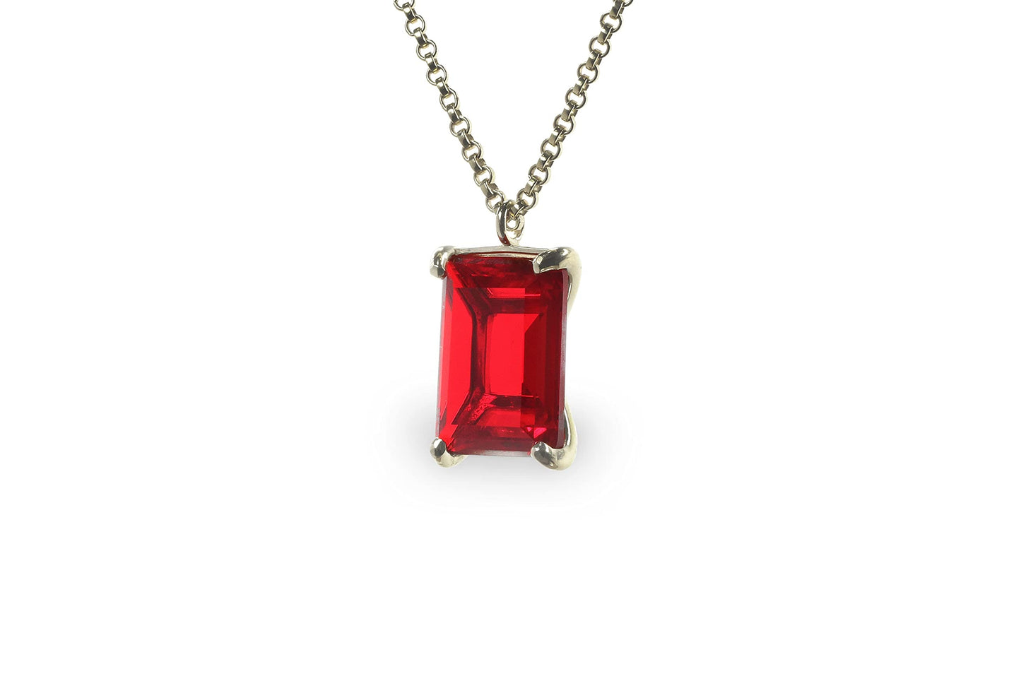 Vibrant Ruby Necklace in Gold - Rectangle Custom Pendant Necklaces for Women - July Birthstone Necklace, Fashion Jewelry Necklace, Anniversary Gift Necklace - Handmade