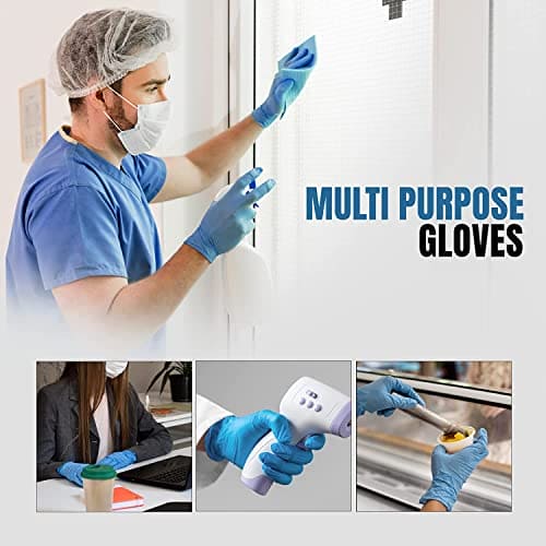 Surgicals Powder Free Nitrile Gloves, Food Grade, Hand Disposable Gloves - 100 Count - Blue (100, Medium)