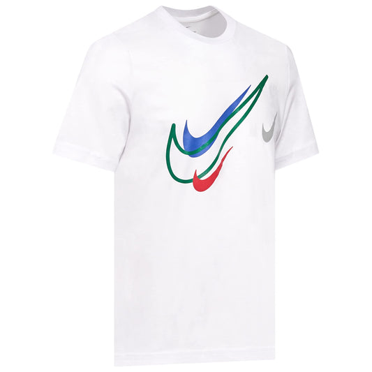 NIKE Mens T Shirt Court T Shirt Mens Swoosh Logo Tee Short Sleeve Classic T Shirt White DQ3944 100 New (UK, Alpha, L, Regular, Regular, White)