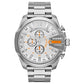 Diesel Watch for Men Mega Chief, Quartz Chronograph Movement, 59 mm Silver Stainless Steel Case with a Stainless Steel Strap, DZ4328