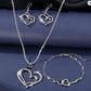 MaNMaNing Silver Bracelet Earring Necklace Set for Women Elegant Heart Shaped Pendant Ladies Party Wedding Jewelry Gift for Birthday Mothers Day