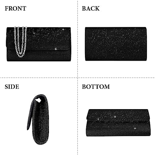 OSDUE Women Clutch Bag, Glitter Envelope Clutch Bag With Detachable Chain Strap, Elegant Sequins Evening Clutch for Wedding Bridal Prom Cocktail Party Ladies Evening Bag