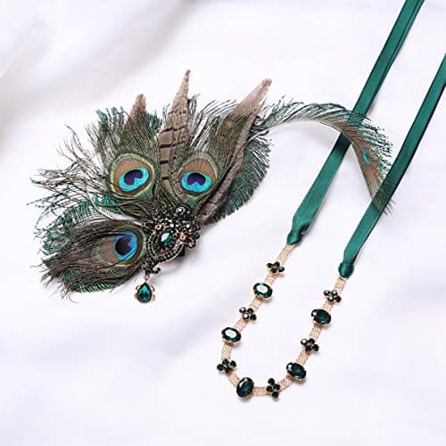 Coucoland 1920s Flapper Headband (Peacock)(Size: One Size)