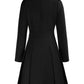 GRACE KARIN Women's Double-Breasted A Line Coat Puffed Sleeve Long Trench Coat Outwear for Winter Black A-Line Peacoat L