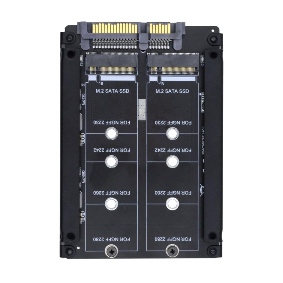 CY M.2 SATA SSD to 2.5inch SATA Adapter,Dual NGFF B+M Key M.2 SSD JOBD Raid0 Span Bridge Combo HDD Disk Drive Enclosure