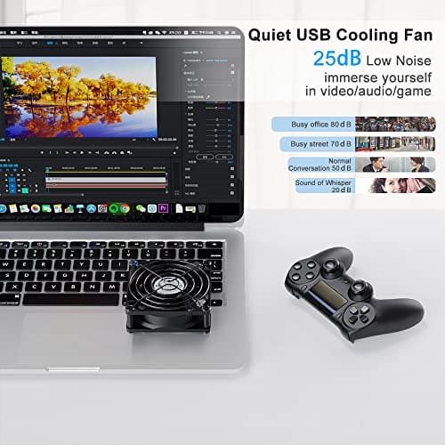 ELUTENG USB Fan 80mm 2 In 1 Computer Fan 5V 80 mm Fan 2700RPM 32CFM Dual USB PC Fans Cooling Radiator with Black Metal Grill Double Fans