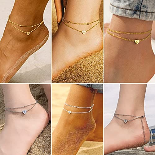 PROSTEEL Alphabet Ankle Bracelets for Women