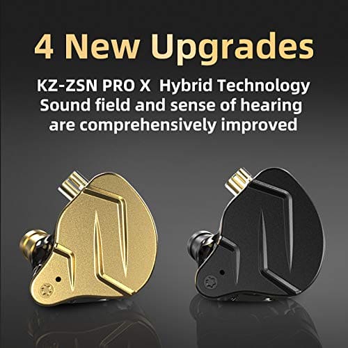 erjigo KZ ZSN PRO X Hybrid Banlance Armature with Dynamic in-Ear Earphone ERJIGO ZSNPROX 1BA+1DD HiFi Headset ZSNPRO X erabuds (with Mic, Golden)