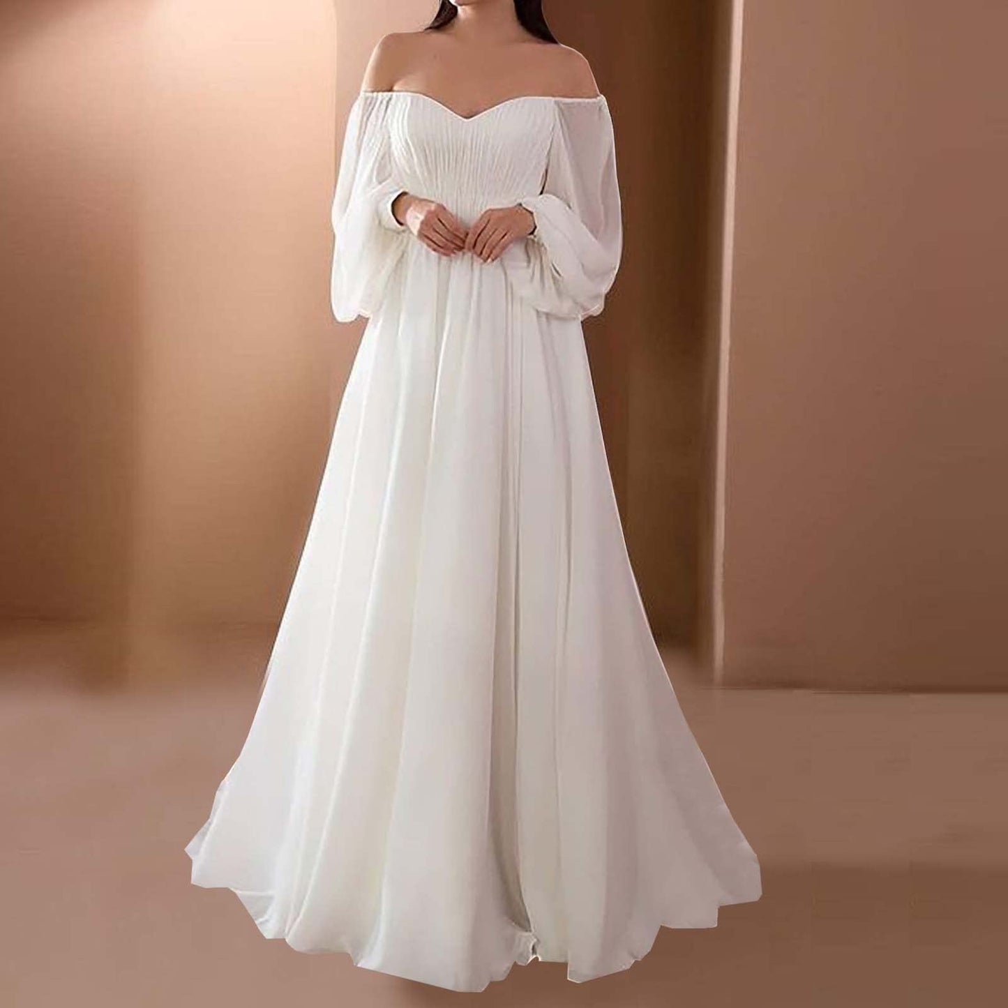 HAOLEI Mother of The Bride Dress for Wedding,Women's Wedding Dress Elegant Bridesmaid Dresses UK Party Evening Dress Slit Formal Maxi Dress Wedding Guest Prom White High Split Cocktail Dress