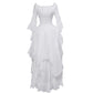 CR ROLECOS Victorian Dress Renaissance Costume Women Gothic Witch Dress Medieval Wedding Dress S/M White