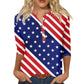 Independence Day Graphic Print Shirts for Women Casual Plus Size Tops Blouses Summer Trendy 3/4 Sleeve Button Down T Shirts Blues M Womens Raglan Shirts 3/4 Sleeve 3/4 Sleeve Button Down Shirts