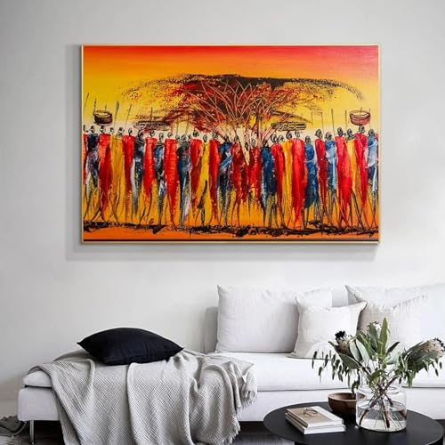 BMGKYAGL Modern African Landscape Paintings on Canvas Wall Abstract African Wall Art Prints and Posters Home Decor 20x30cm Frameless