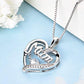 YL Mum Necklace 925 Sterling Silver Heartbeat CZ Stone Heart Love Pendant Necklace for Women Mother,45-48 cm(White)