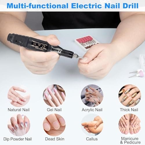 Electric Nail Files, Gofemial Professional Nail Drill for Acrylic Nails Gel, Electric Nail Drill Adjustable Speed File for Nails, Electric Manicure Pedicure Kit Gifts for Beginner Girl Women Mum