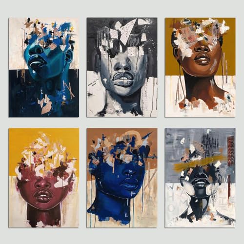 OneSheep Shop Black Woman Wall Art Black Art Wall Decor Black Queen Poster Motivational Black Girl Wall Art Black Art Paintings African American wall art A4 Paper Size Unframed 6pcs