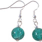 Sea Green Crackle Glass Bead Earrings - 10mm Round Beads on Nickelfree Hooks