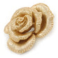 Avalaya Dimensional Rose Brooch in Brushed Gold Finish - 55mm Across