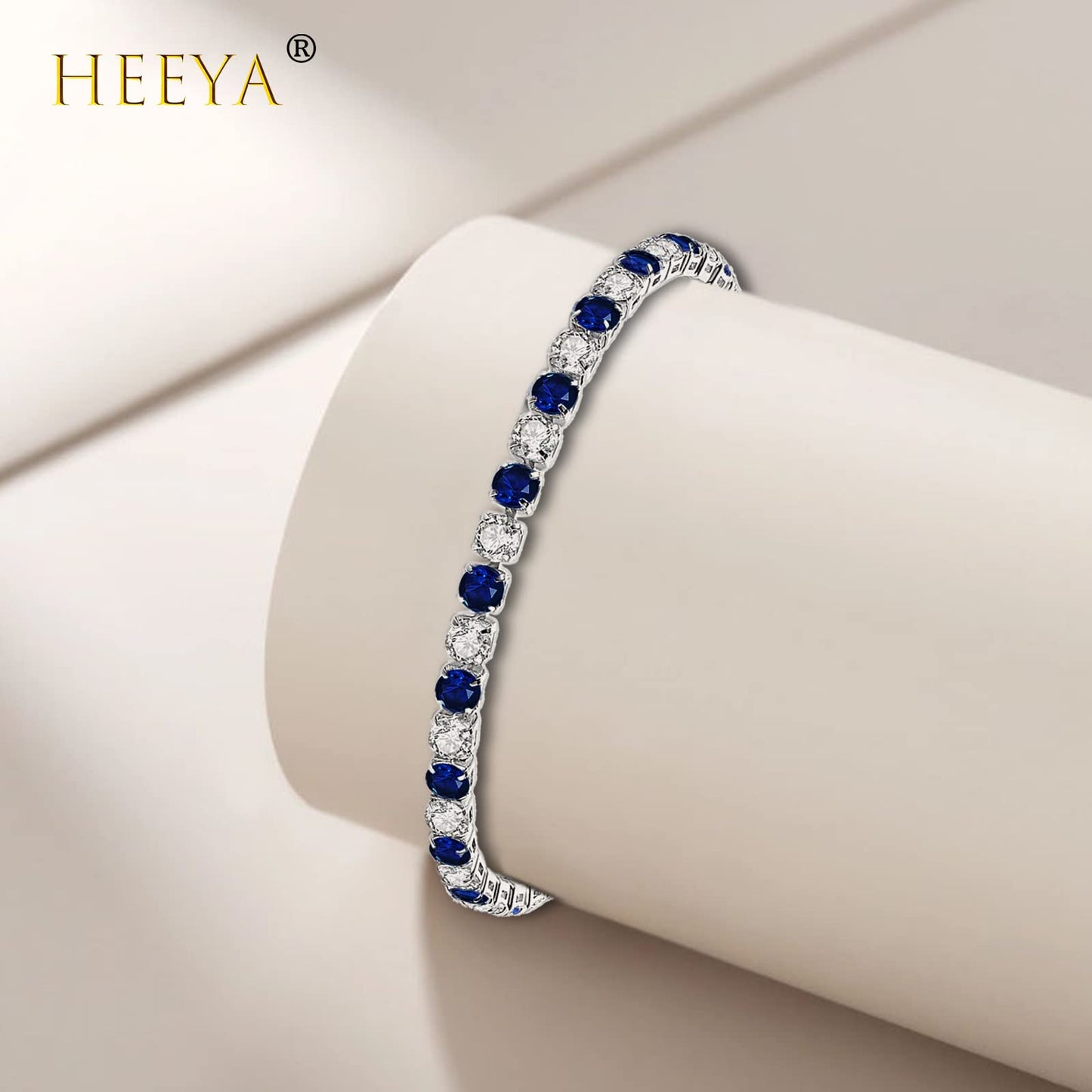 Blue Tennis Bracelets for Women, Sterling Silver Bracelet Silver Crystal Friendship Bracelet, Blue Adjustable Bracelet Diamond Cubic Zircona Lady Bracelet Birthday Presents for Her