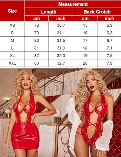 Avidlove Womens Lingerie Sexy Deep V Halter Lingerie Teddy One Piece Bodysuit Lace Babydoll Purple Red Small