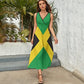 Jamaican Flag Maxi Dress for Women Sleeveless Long Summer Dresses Beach Dresses A Line L