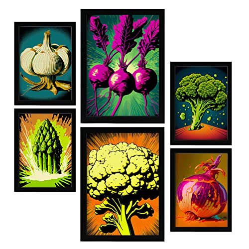 Nacnic Powerful Veggies Posters. Full colour Prints of Fruits, Vegetables and Healthy Food in Urban Art Style. Aesthetic Illustrations for Interior Design and Decoration. A4 & A3.