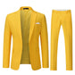 YOUTHUP Men's 2 Piece Slim Fit Suits 1 Button Business Wedding Suit Formal Blazer and Trousers, Yellow, XL