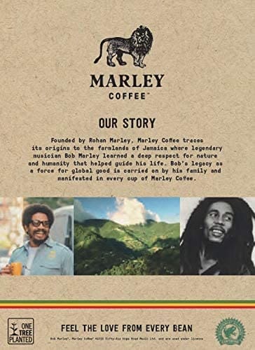 Coffee Bags - 50 x Dark Roast Organic Ground Coffee Bags - Buffalo Soldier Blend - Marley Coffee - From The Marley Family - Dark Roast - Strength 5