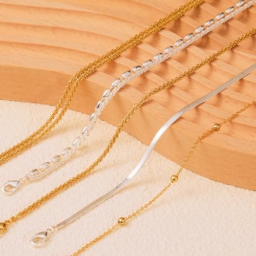 Kenivira Gold Anklets for Women, 18K Gold Dainty Layered Waterproof Anklet for Women Adjustable, Beach Ankle Bracelets for Women