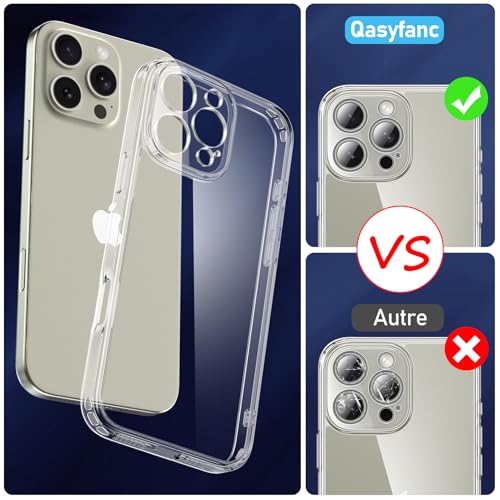 Qasyfanc Camera Cover Case Compatible with iPhone 16 Pro Max 6.9" with 2 Pack Tempered Glass Screen Protector, Non-Yellowing Shockproof Phone Bumper Cover, Hard PC Anti-Scratch Case Clear