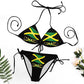 Patriotic Jamaica Flag Women's Jamaican Flag Bikini Cute 2 Piece Swimsuit Halter Padded Tops and Tie Bottoms Bathing Suits Swimwear