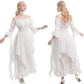 CR ROLECOS Victorian Dress Renaissance Costume Women Gothic Witch Dress Medieval Wedding Dress S/M White