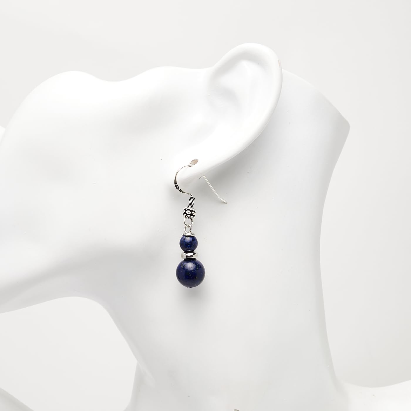 TreasureBay Handmade Women's Natural Gemstone Double Beads and Sterling Silver Dangle Drop Earrings | Gift for Women, Girls (Blue Lapis Lazuli)