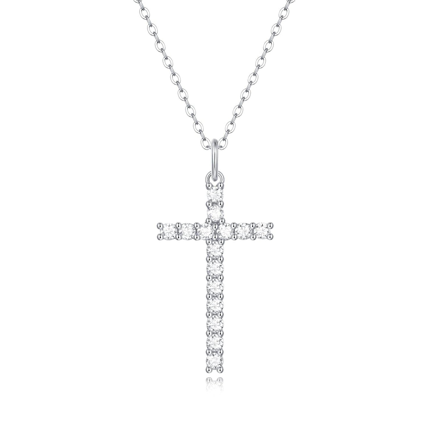 Women'S Sterling Silver Necklaces, Cut Moissanite Necklaces, Cross Pendants, Classic Jewelry Necklaces For Men And Women, One Size, Sterling Silver, precious gem