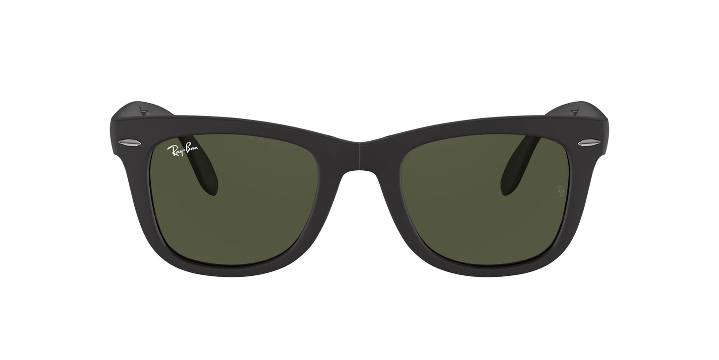 Ray-Ban RB4105 Wayfarer Folding Sunglasses 54mm, Black/Crystal green Classic , 54 mm