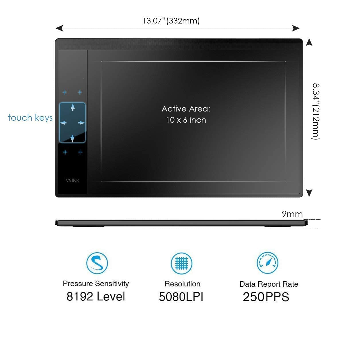 Digital Graphics Drawing Tablet, 4 Touch Keys 1 Panel, Battery-free Pen, Pad VEIKK A30 Electronic Writing Tablet for Laptop PC Android Mac Windows Linux and Chrome OS