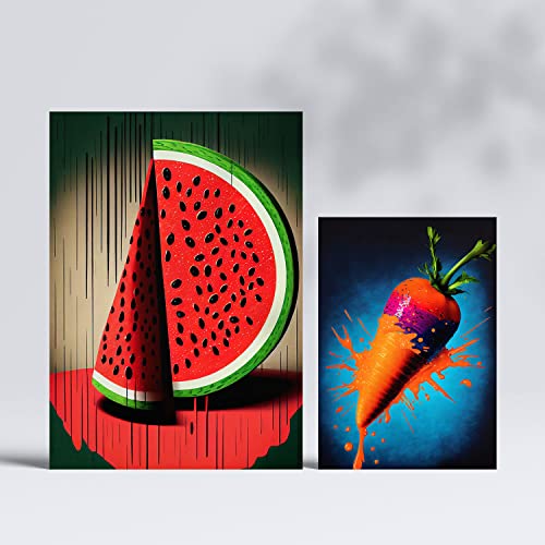 Nacnic Balanced Diet Posters. Full colour Prints of Fruits, Vegetables and Healthy Food in Urban Art Style. Aesthetic Illustrations for Interior Design and Decoration. A4 & A3.