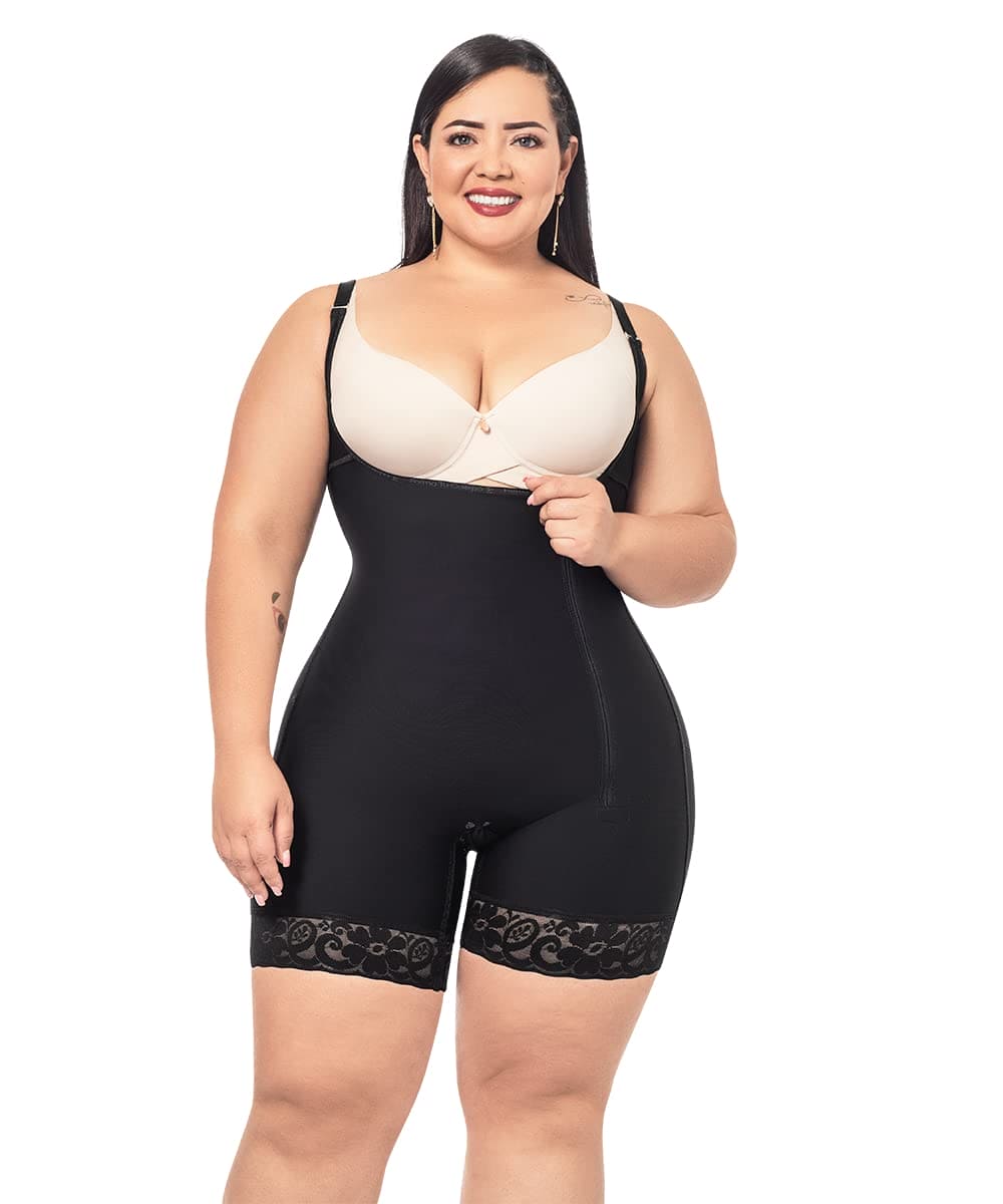 Forma Tu Cuerpo, Faja Colombiana, FTC Short Bodysuit, half back coverage shapewear, side zipper Girdle & Butt Lifer, 4XS