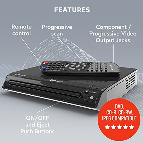 Craig Compact DVD/JPEG/CD-R/CD-RW/CD Player with Remote (CVD512a), Single