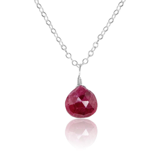 Ruby Teardrop Necklace in Sterling Silver