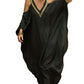 Bsubseach Women Cold Shoulder V Neck Plus Size Bikini Swimsuit Cover Ups Beach Maxi Dress Black