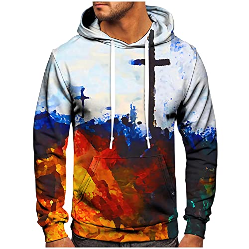 Men's Sweatshirts White Sweatshirt Jumpers Gifts for His Office 3D Blouse Hoodies Casual Men's Print Long Hooded Sleeve Pocket Tops Men's Hoodies Sweatshirts Sale Clearance Items Under 5 Pounds