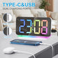 Sukeen Alarm Clock, 7.4" LED Digital Clock, Mirror Clock with 11 Colors Time Display, 10 Modes RGB Night Light, USB C Charger Port, Volume, Brightness, Alarm Clocks Bedside for Bedroom Home - White